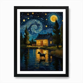 Dog At Night Art Print