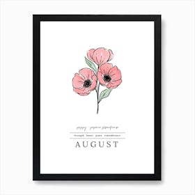 August Poppy Birth Flower 2 Art Print