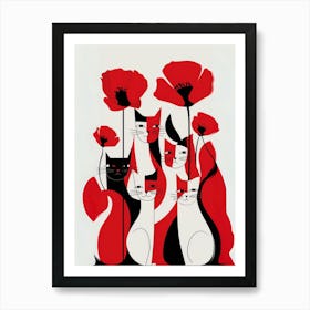 Poppy Cats Art Print