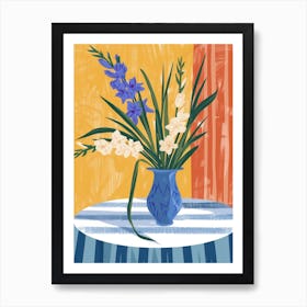 Gladiolus Flowers On A Table   Contemporary Illustration 2 Art Print