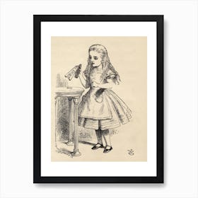 Alice Peering At The Drink Me Bottle Art Print