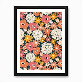 Mixed Summer Floral Warm Nights Art Print