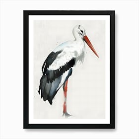 Watercolor Stork Art Print