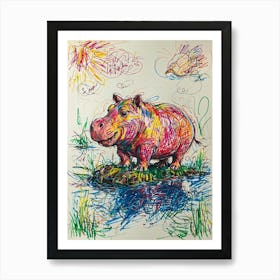 Default Draw Me A Dramatic Oil Painting Of A Hippopotamus Emer 1 Art Print