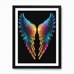 Neon Angel Wings 3 Art Print
