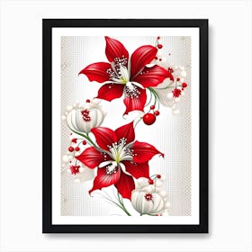 Red Lilies Vector Art Print