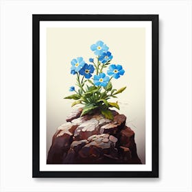 Forget Me Not Sprouting From A Rock (1) Art Print
