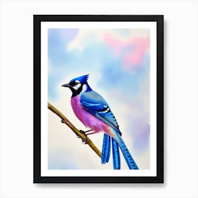 Blue Jay Watercolour Bird Art Print