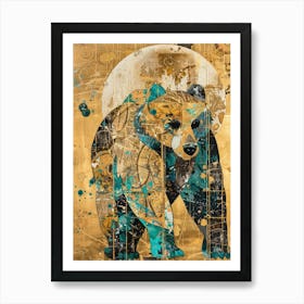 Bear Gold Effect Collage 1 Art Print