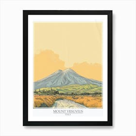 Mount Vesuvius Italy Color Line Drawing 7 Poster Art Print