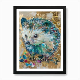 Baby Hedgehog Gold Effect Collage 3 Art Print