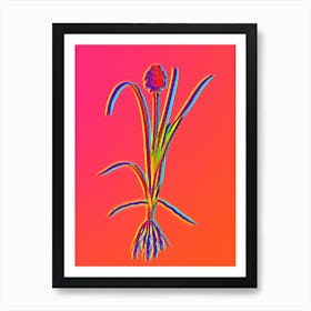 Neon Veltheimia Abyssinica Botanical in Hot Pink and Electric Blue n.0304 Art Print