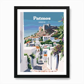 Patmos Greece Aegean Island Digital Travel Art Poster