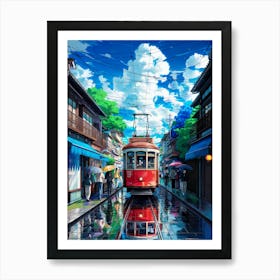 Lofi Anime Art, Anime Canvas Art: Vibrant Lofi Inspired Train Scenery for Urban Decor Enthusiasts, Perfect for Cultural Art Lovers Affiche