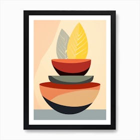 Bowls With Leaves Art Print