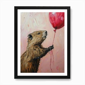Cute Beaver 2 With Balloon Art Print