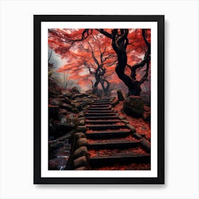 Red Leaves In Autumn Art Print