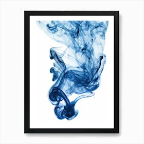 Blue Smoke On White Background Photo Art Print