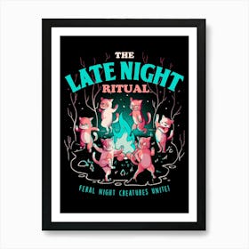 The Late Night Ritual - Cute Evil Cats Gift Art Print