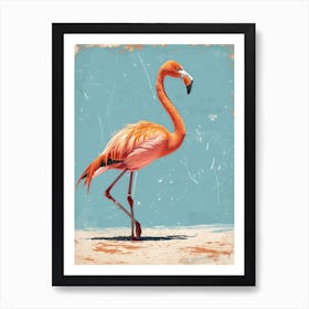 Greater Flamingo East Africa Kenya Tropical Illustration 5 Art Print