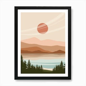 Sunset Over Lake Art Print