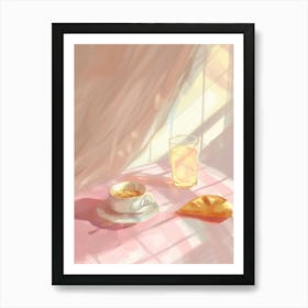 Pink Breakfast Food Pita Bread 1 Art Print