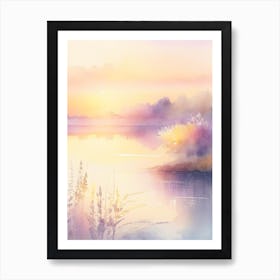 Sunrise Over Lake Waterscape Gouache 3 Art Print