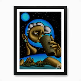 "A Drink Once In A Blue Moon" Art Print