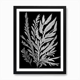 Rosemary Leaf Linocut 2 Art Print