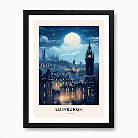 Winter Night  Travel Poster Edinburgh Scotland 1 Art Print