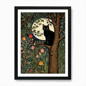 Cat In A Tree Style William Morris Art Print