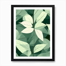 Tropical Leaves vector art, Charm of Green and white, 1267 Art Print