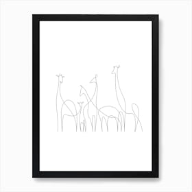 Camels, Line Art, Nature, Outline, Art, Wall Print Art Print