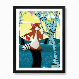 Raccoon In The Forest Art Print