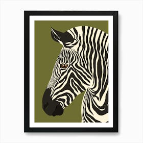 Jungle Safari Zebra on Green Art Print