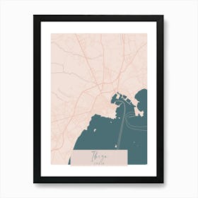 Ibiza Spain Pink and Blue Cute Script Street Map Art Print