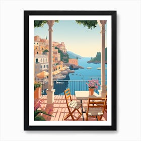 Amalfi Coast, Italy, Graphic Illustration 2 Art Print