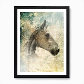 Horse Drawing Art Illustration In A Photomontage Style 27 Art Print