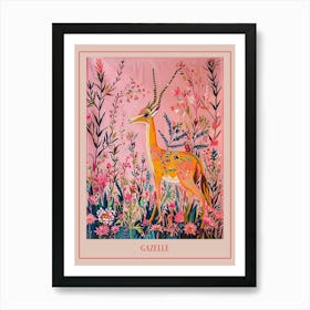 Floral Animal Painting Gazelle 2 Poster Art Print