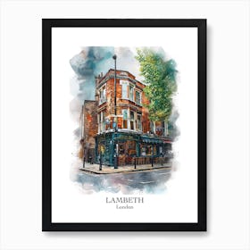 Lambeth London Borough   Street Watercolour 3 Poster Art Print