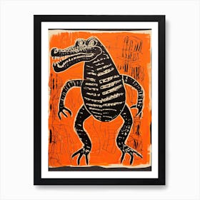 Alligator, Woodblock Animal Drawing 4 Art Print