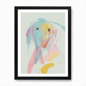 Vizsla Dog Pastel Line Painting 2 Art Print