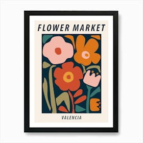 Flower market Valencia, Abstract flowers, Floral art Art Print