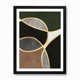 Organic shapes and golden lines 2 Art Print