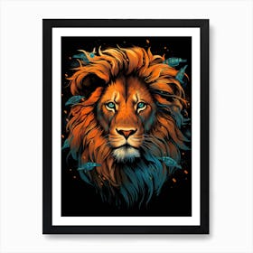 Lion Art Painting Digital Style 2 Art Print