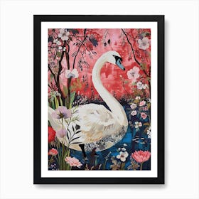 Floral Animal Painting Swan 2 Art Print