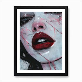 Dark Red Lips Art Print