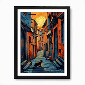 Painting Of Venice With A Cat Drawing 1 Art Print