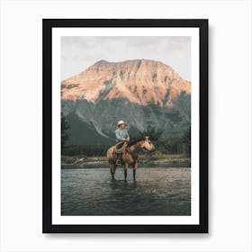 Cowboy In Western Mountains Art Print