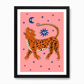 Tiger Temple Stars Pink Art Print
